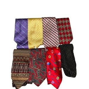 roundtree yorke tie lot of 8, 100% silk
